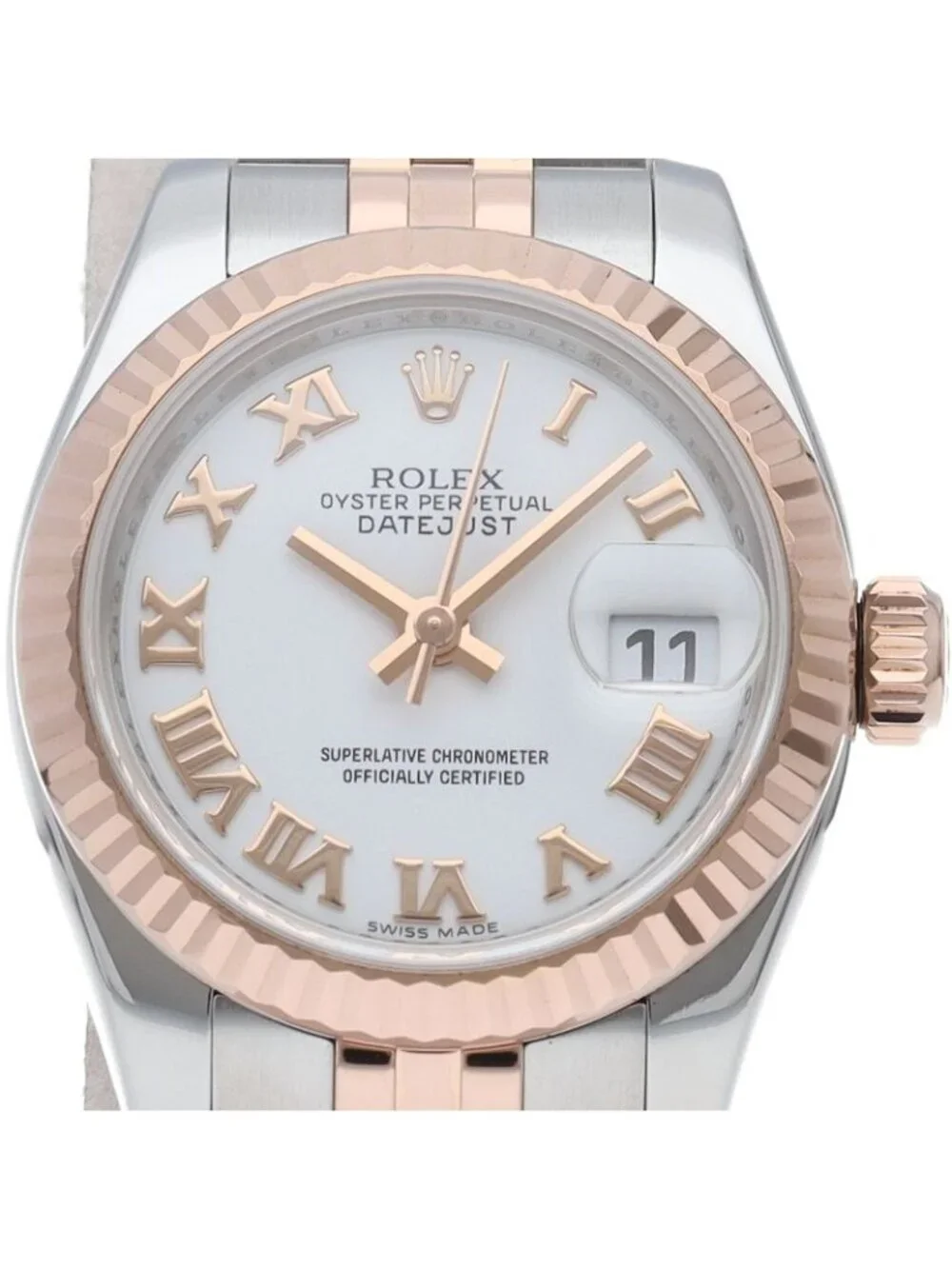 Rolex Datejust 26 Watch Jubilee 18k Pink Gold SS White Finish